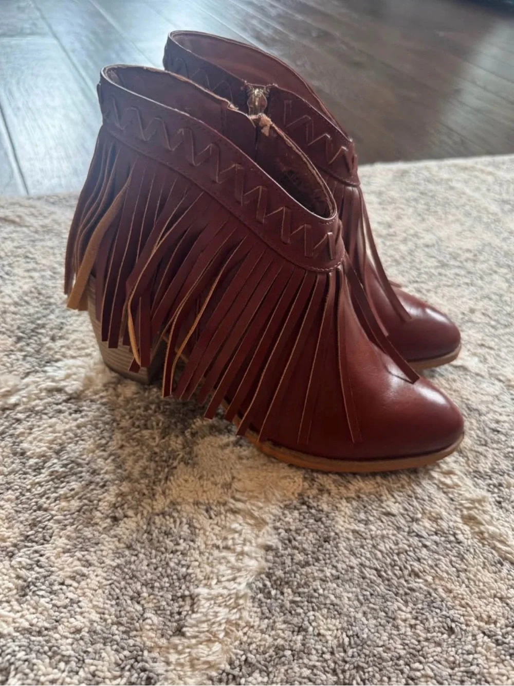 BEAST FASHION Brown Fringe Ankle Booties